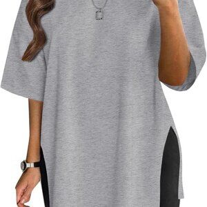 Plus Size T Shirt for Women Oversized Cotton Short Sleeve Workout Top Loose Fit